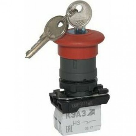 Кнопка КМЕ5611мК-красный-1но+0нз-гриб-ключ-фикс-IP65-КЭАЗ Кнопка КМЕ5611мК-красный-1но+0нз-гриб-ключ-фикс-IP65-КЭАЗ