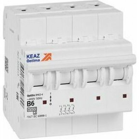 Выключатель автоматический модульный OptiDin BM63-4B6-4,5-УХЛ3 Выключатель автоматический модульный OptiDin BM63-4B6-4,5-УХЛ3