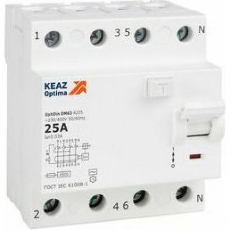 ВДТ без защиты от сверхтоков OptiDin DM63-4225-A-4,5-УХЛ4 (4P, 25, 30mA) ВДТ без защиты от сверхтоков OptiDin DM63-4225-A-4,5-УХЛ4 (4P, 25, 30mA)
