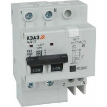 АВДТ с защитой от сверхтоков АД12-24C6-АC-УХЛ4 (2P, C6, 300mA) 4,5кА-КЭАЗ