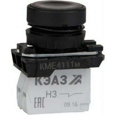 Кнопка КМЕ4501м-черный-0но+1нз-цилиндр-IP54-КЭАЗ
