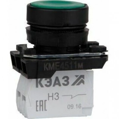 Кнопка КМЕ4520м-зеленый-2но+0нз-цилиндр-IP54-КЭАЗ