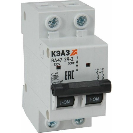 Выключатель автоматический модульный ВА47-29-2D3-УХЛ3 (4,5кА)-КЭАЗ Выключатель автоматический модульный ВА47-29-2D3-УХЛ3 (4,5кА)-КЭАЗ