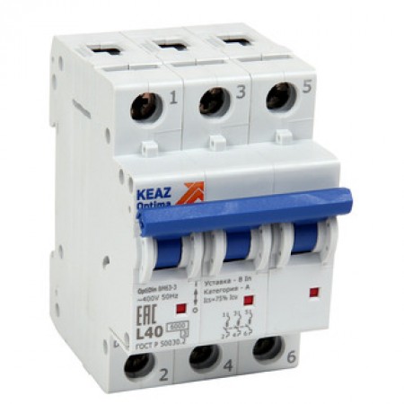 Выключатель автоматический модульный OptiDin BM63-3Z5-УХЛ3-РЕГ Выключатель автоматический модульный OptiDin BM63-3Z5-УХЛ3-РЕГ